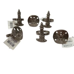 JK Designs Silver Nautical Lighthouse & Sand Dollar Napkin Rings - Set of 6